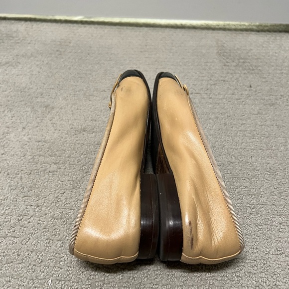 💯 AUTHENTIC Chanel Beige Camel Black Cap Toe Ballet Ballerina Flats 37.5 - Picture 6 of 6